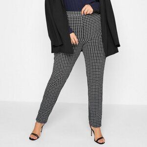 NWT Long Tall Sally Size 18 Black with White Check Slim Leg Trouser, Pan…